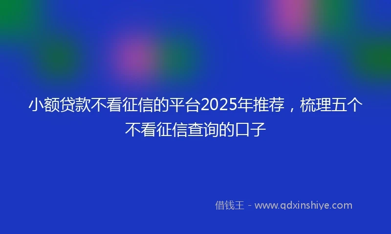 小额贷款不看征信的平台2025年推荐，梳理五个不看征信查询的口子