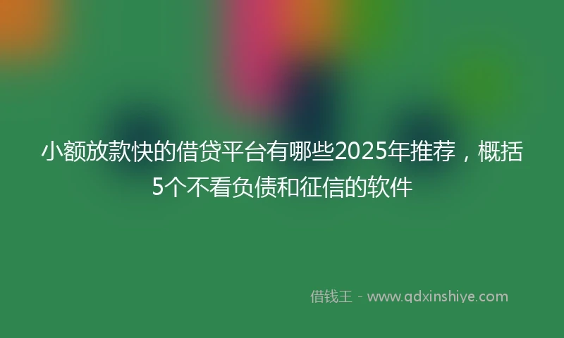 小额放款快的借贷平台有哪些2025年推荐，概括5个不看负债和征信的软件