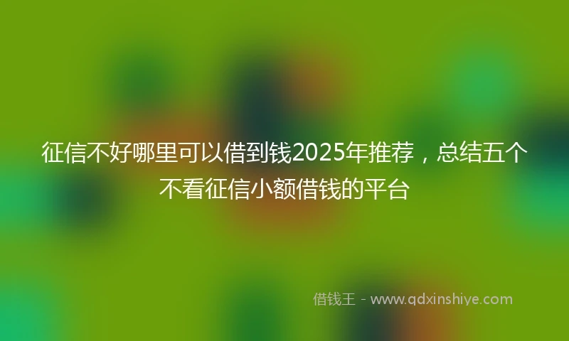 征信不好哪里可以借到钱2025年推荐，总结五个不看征信小额借钱的平台