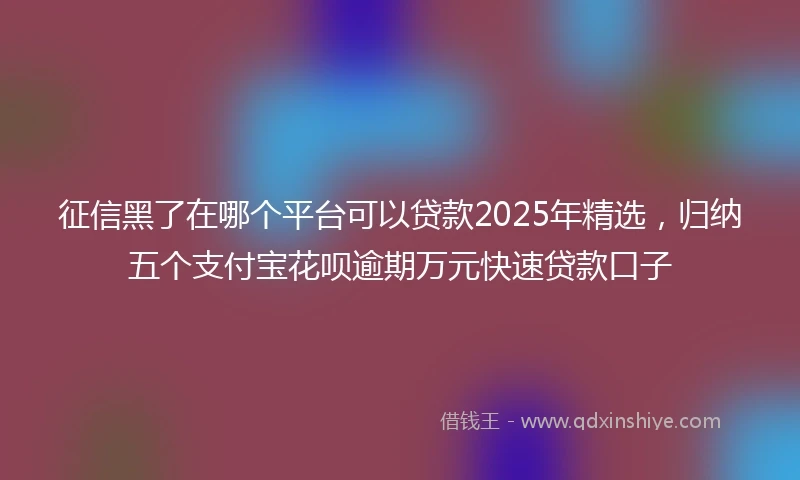 征信黑了在哪个平台可以贷款2025年精选，归纳五个支付宝花呗逾期万元快速贷款口子