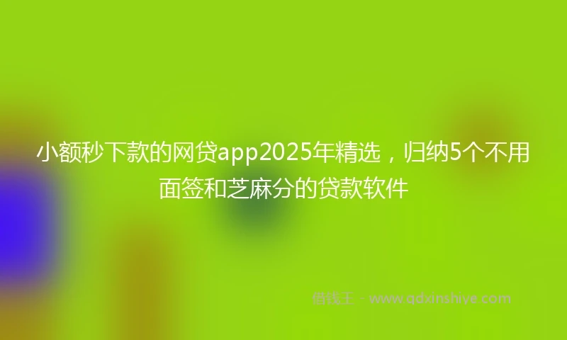 小额秒下款的网贷app2025年精选，归纳5个不用面签和芝麻分的贷款软件