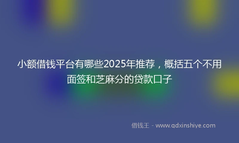 小额借钱平台有哪些2025年推荐，概括五个不用面签和芝麻分的贷款口子