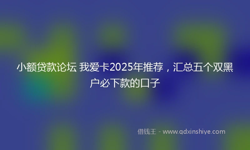 小额贷款论坛 我爱卡2025年推荐，汇总五个双黑户必下款的口子