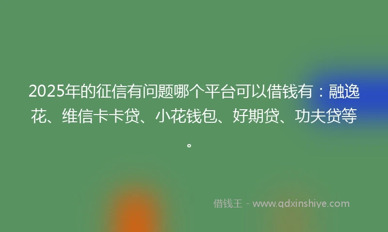 2025年的征信有问题哪个平台可以借钱有：融逸花、维信卡卡贷、小花钱包、好期贷、功夫贷等。