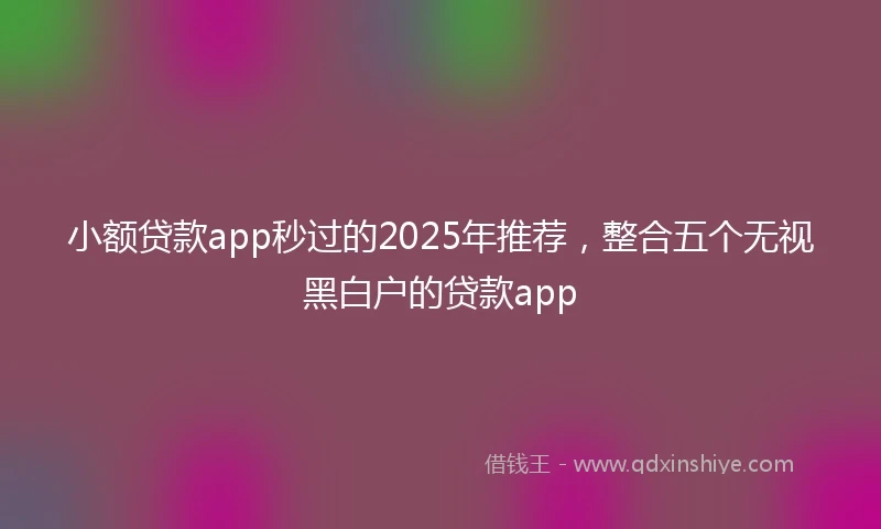小额贷款app秒过的2025年推荐，整合五个无视黑白户的贷款app