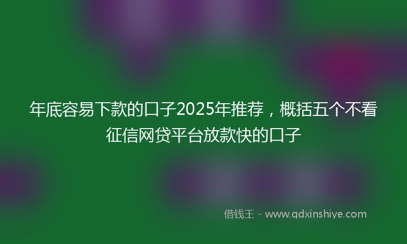 年底容易下款的口子2025年推荐，概括五个不看征信网贷平台放款快的口子