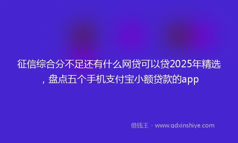 征信综合分不足还有什么网贷可以贷2025年精选，盘点五个手机支付宝小额贷款的app