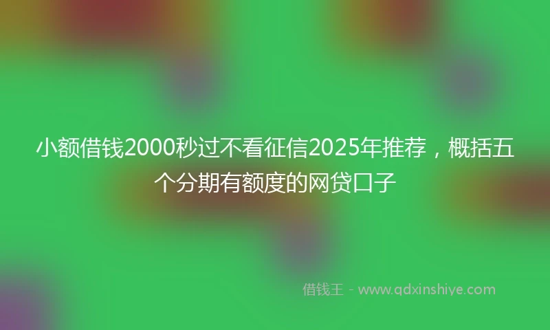 小额借钱2000秒过不看征信2025年推荐，概括五个分期有额度的网贷口子