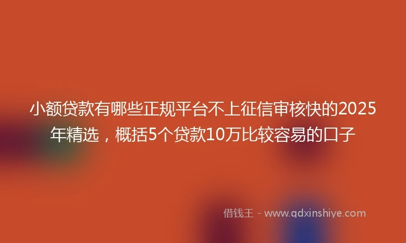 小额贷款有哪些正规平台不上征信审核快的2025年精选，概括5个贷款10万比较容易的口子