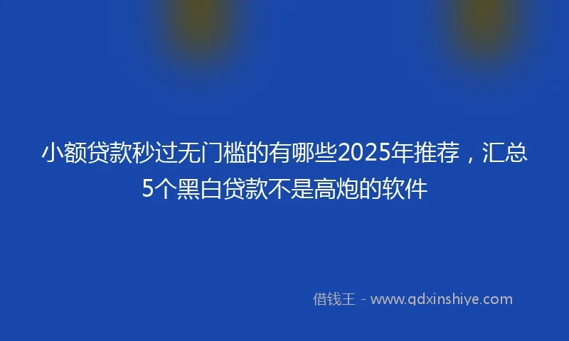 小额贷款秒过无门槛的有哪些2025年推荐，汇总5个黑白贷款不是高炮的软件