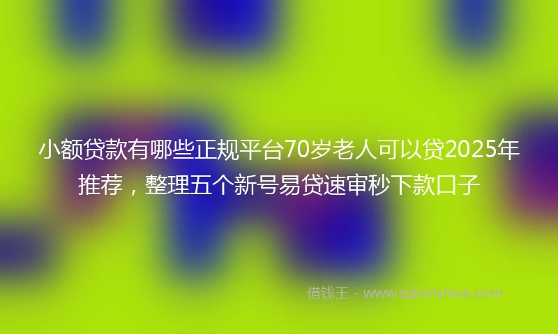 小额贷款有哪些正规平台70岁老人可以贷2025年推荐，整理五个新号易贷速审秒下款口子