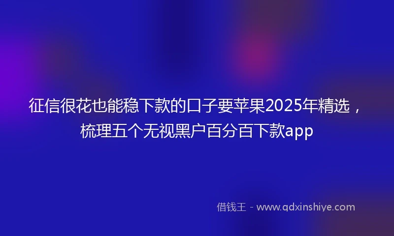 征信很花也能稳下款的口子要苹果2025年精选，梳理五个无视黑户百分百下款app