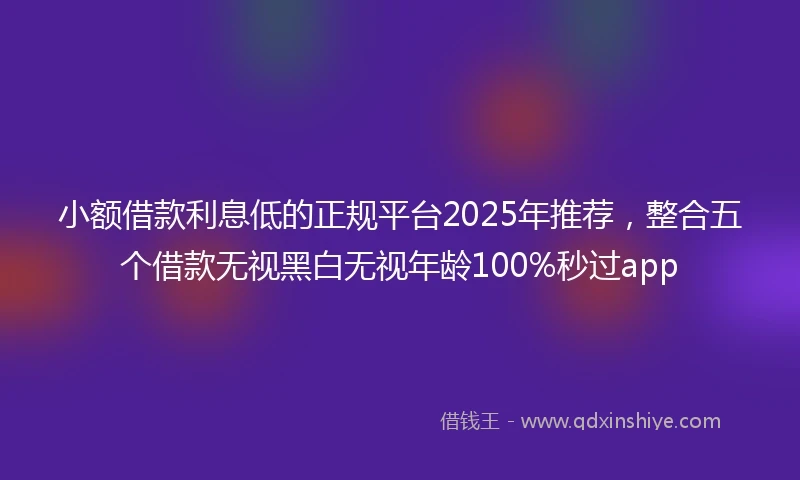 小额借款利息低的正规平台2025年推荐，整合五个借款无视黑白无视年龄100%秒过app