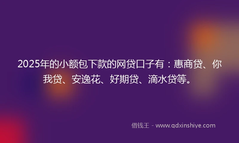 2025年的小额包下款的网贷口子有：惠商贷、你我贷、安逸花、好期贷、滴水贷等。