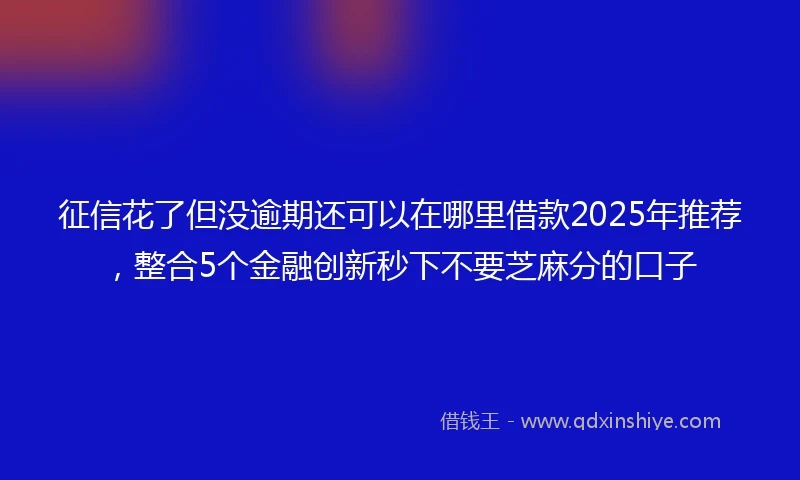 征信花了但没逾期还可以在哪里借款2025年推荐，整合5个金融创新秒下不要芝麻分的口子