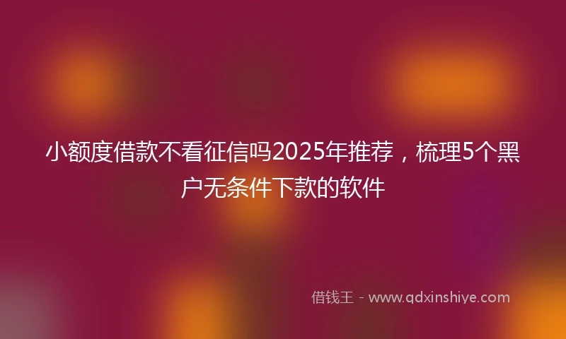 小额度借款不看征信吗2025年推荐，梳理5个黑户无条件下款的软件