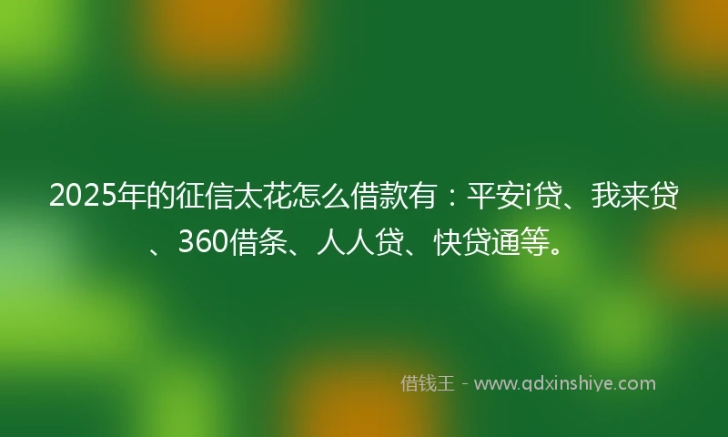2025年的征信太花怎么借款有:平安i贷、我来贷、360借条、人人贷、快贷通等。