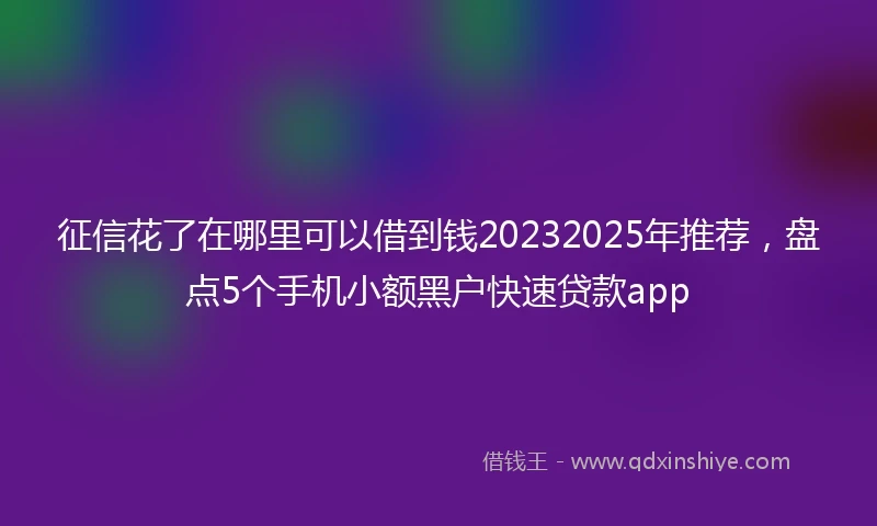 征信花了在哪里可以借到钱20232025年推荐，盘点5个手机小额黑户快速贷款app