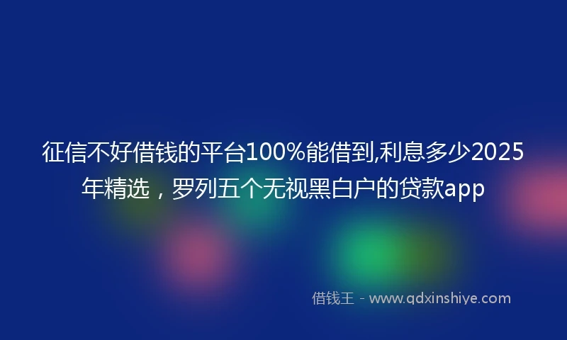 征信不好借钱的平台100%能借到,利息多少2025年精选，罗列五个无视黑白户的贷款app