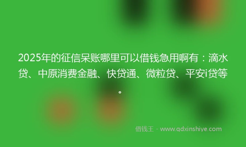 2025年的征信呆账哪里可以借钱急用啊有：滴水贷、中原消费金融、快贷通、微粒贷、平安i贷等。