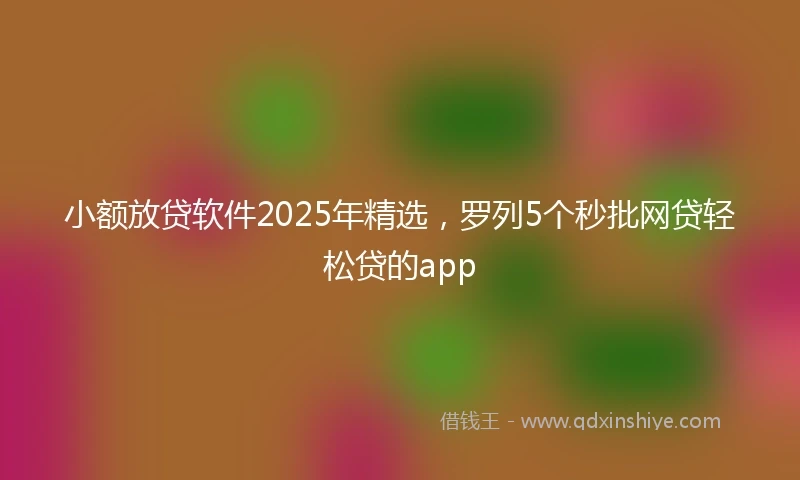 小额放贷软件2025年精选，罗列5个秒批网贷轻松贷的app