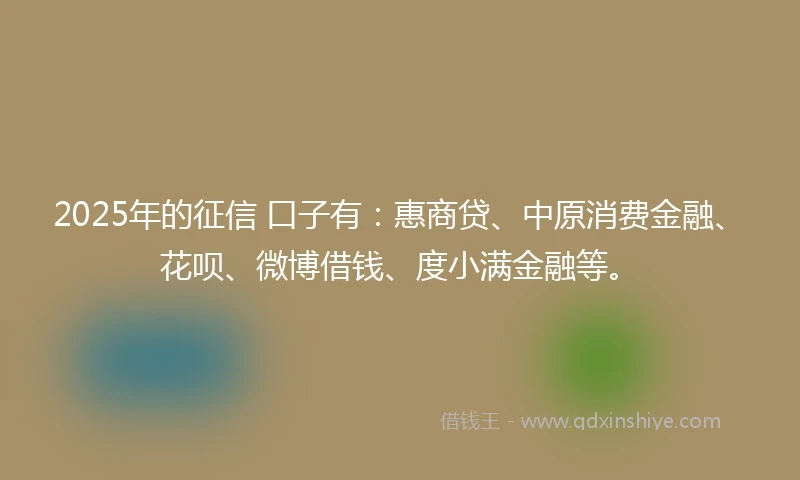 2025年的征信 口子有：惠商贷、中原消费金融、花呗、微博借钱、度小满金融等。