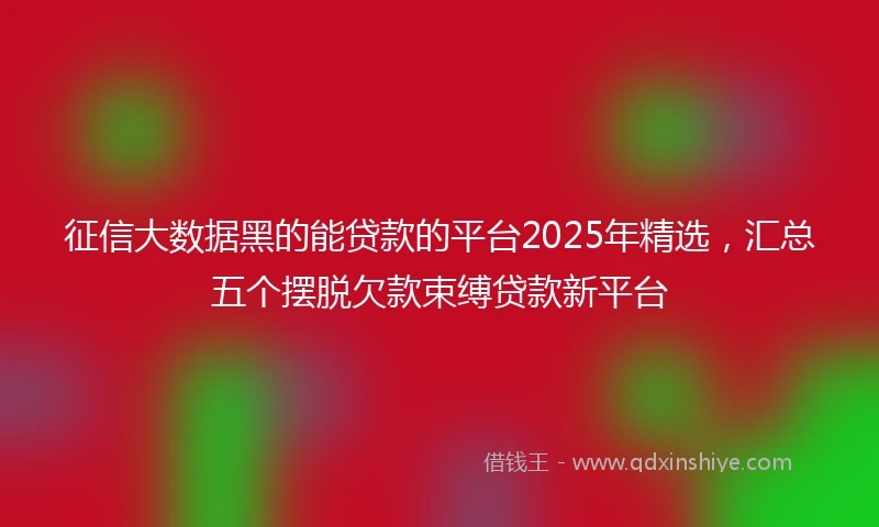 征信大数据黑的能贷款的平台2025年精选，汇总五个摆脱欠款束缚贷款新平台