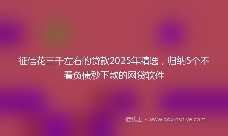 征信花三千左右的贷款2025年精选，归纳5个不看负债秒下款的网贷软件