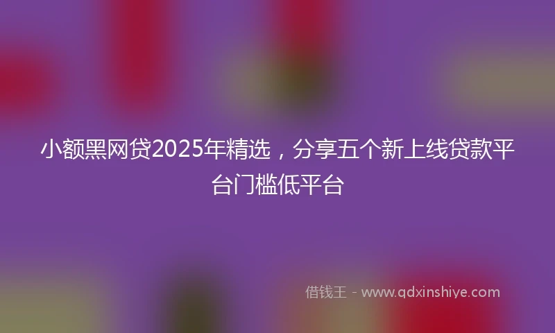 小额黑网贷2025年精选，分享五个新上线贷款平台门槛低平台