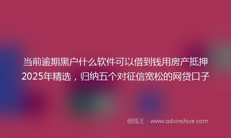 当前逾期黑户什么软件可以借到钱用房产抵押2025年精选，归纳五个对征信宽松的网贷口子