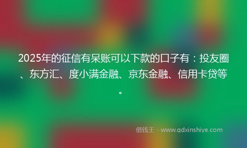 2025年的征信有呆账可以下款的口子有：投友圈、东方汇、度小满金融、京东金融、信用卡贷等。