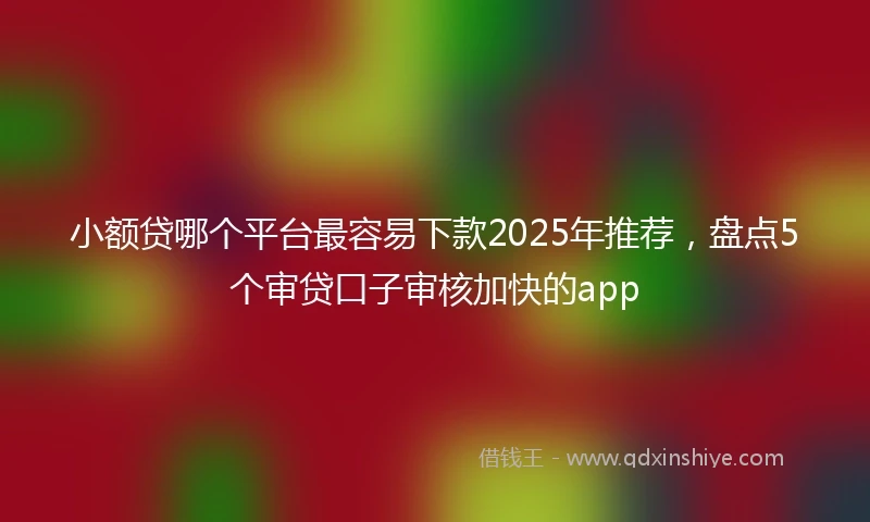 小额贷哪个平台最容易下款2025年推荐，盘点5个审贷口子审核加快的app