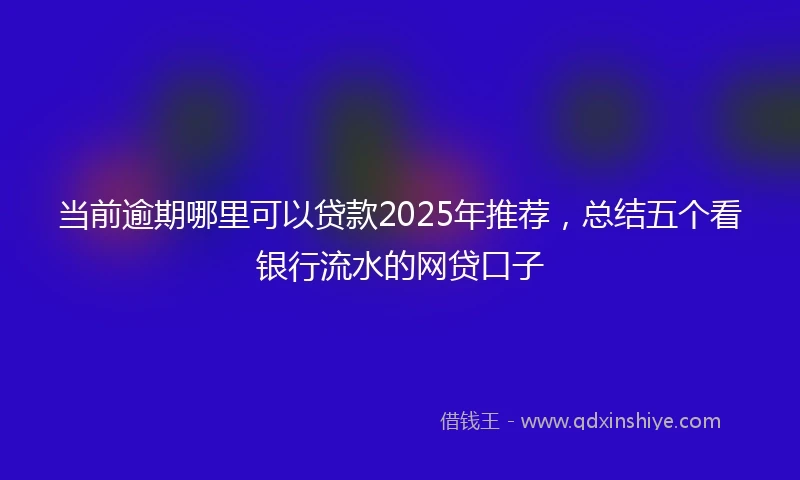 当前逾期哪里可以贷款2025年推荐，总结五个看银行流水的网贷口子