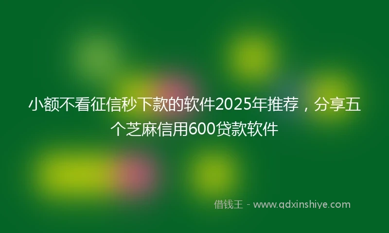 小额不看征信秒下款的软件2025年推荐，分享五个芝麻信用600贷款软件