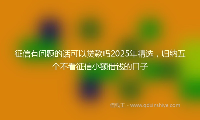 征信有问题的话可以贷款吗2025年精选，归纳五个不看征信小额借钱的口子