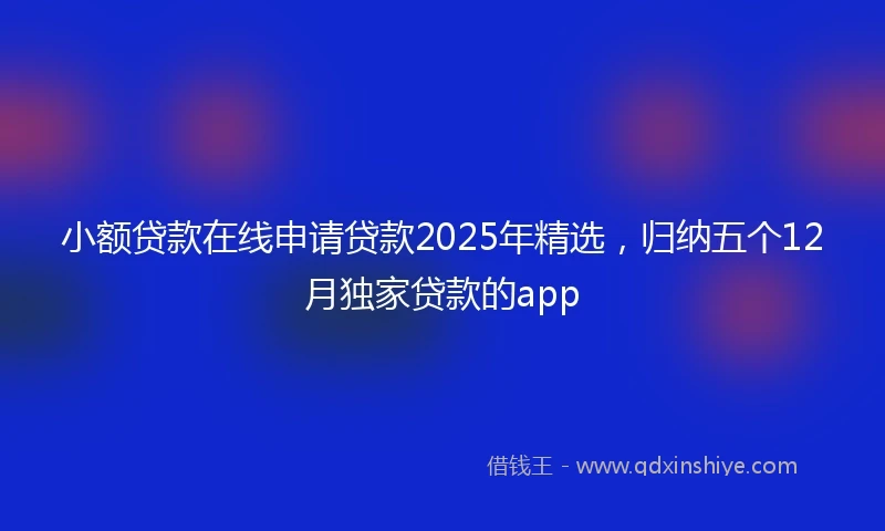 小额贷款在线申请贷款2025年精选，归纳五个12月独家贷款的app