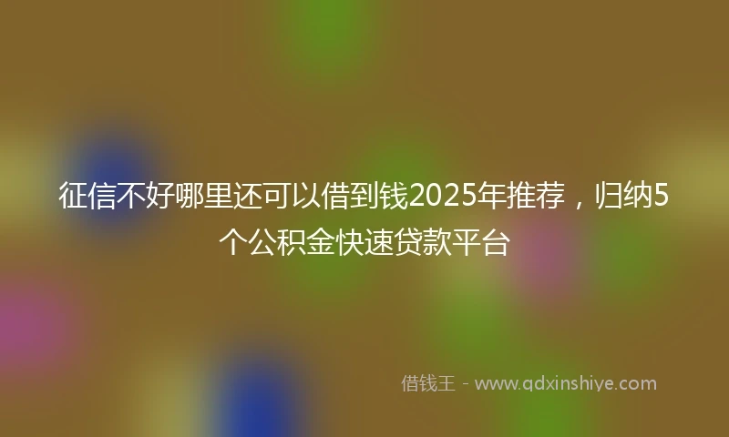 征信不好哪里还可以借到钱2025年推荐，归纳5个公积金快速贷款平台