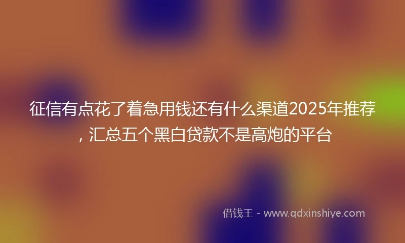 征信有点花了着急用钱还有什么渠道2025年推荐，汇总五个黑白贷款不是高炮的平台