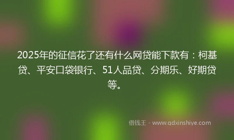 2025年的征信花了还有什么网贷能下款有：柯基贷、平安口袋银行、51人品贷、分期乐、好期贷等。