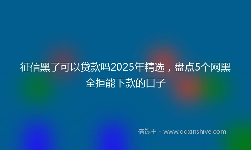 征信黑了可以贷款吗2025年精选，盘点5个网黑全拒能下款的口子