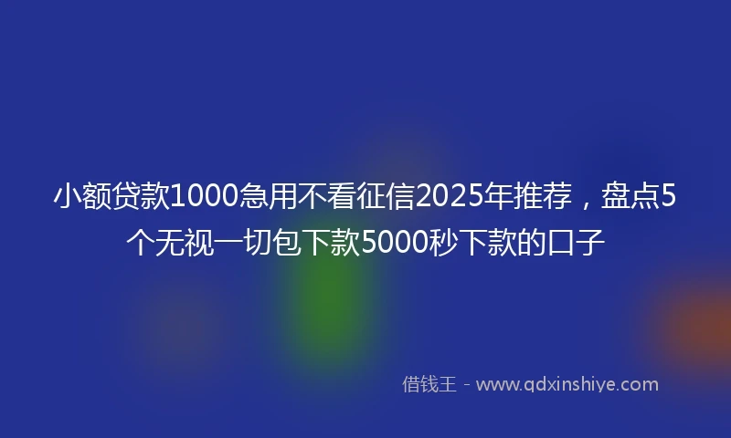 小额贷款1000急用不看征信2025年推荐，盘点5个无视一切包下款5000秒下款的口子