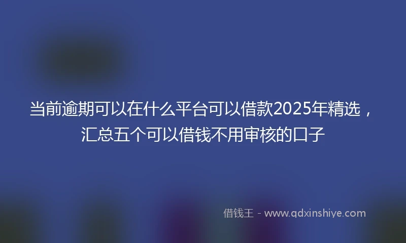 当前逾期可以在什么平台可以借款2025年精选，汇总五个可以借钱不用审核的口子