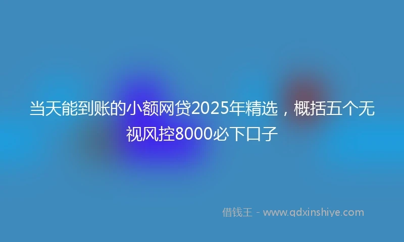 当天能到账的小额网贷2025年精选，概括五个无视风控8000必下口子