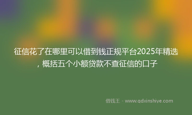 征信花了在哪里可以借到钱正规平台2025年精选，概括五个小额贷款不查征信的口子