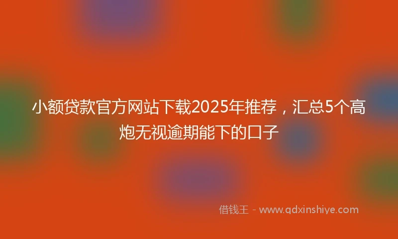 小额贷款官方网站下载2025年推荐，汇总5个高炮无视逾期能下的口子