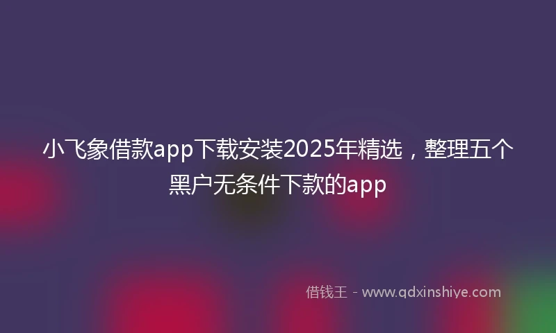 小飞象借款app下载安装2025年精选，整理五个黑户无条件下款的app