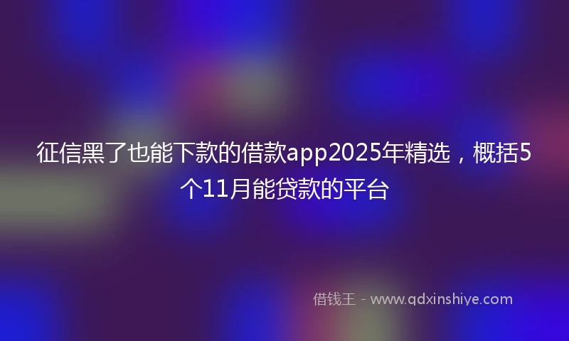 征信黑了也能下款的借款app2025年精选，概括5个11月能贷款的平台