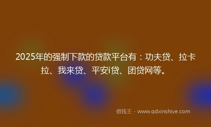 2025年的强制下款的贷款平台有：功夫贷、拉卡拉、我来贷、平安i贷、团贷网等。