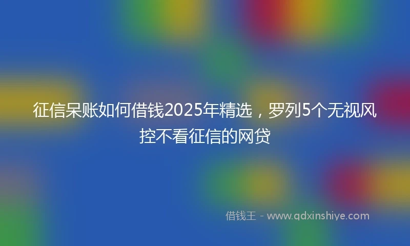 征信呆账如何借钱2025年精选，罗列5个无视风控不看征信的网贷