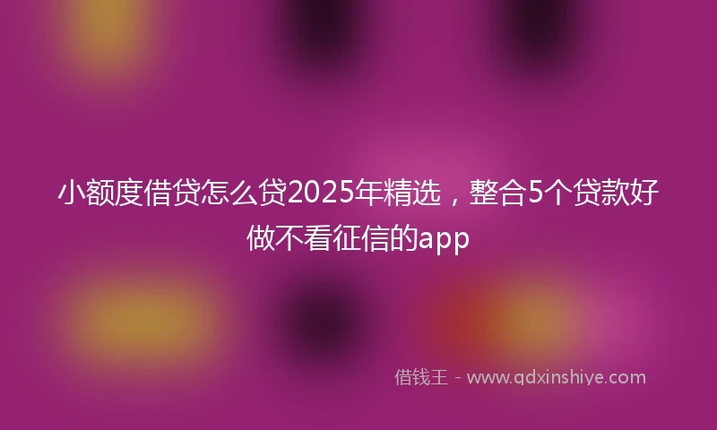 小额度借贷怎么贷2025年精选，整合5个贷款好做不看征信的app